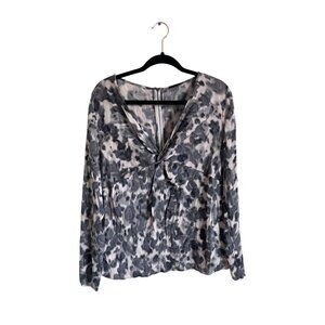 Ann Taylor Women's Size 12 98% Silk Long Sleeve Printed Blouse Lightweight